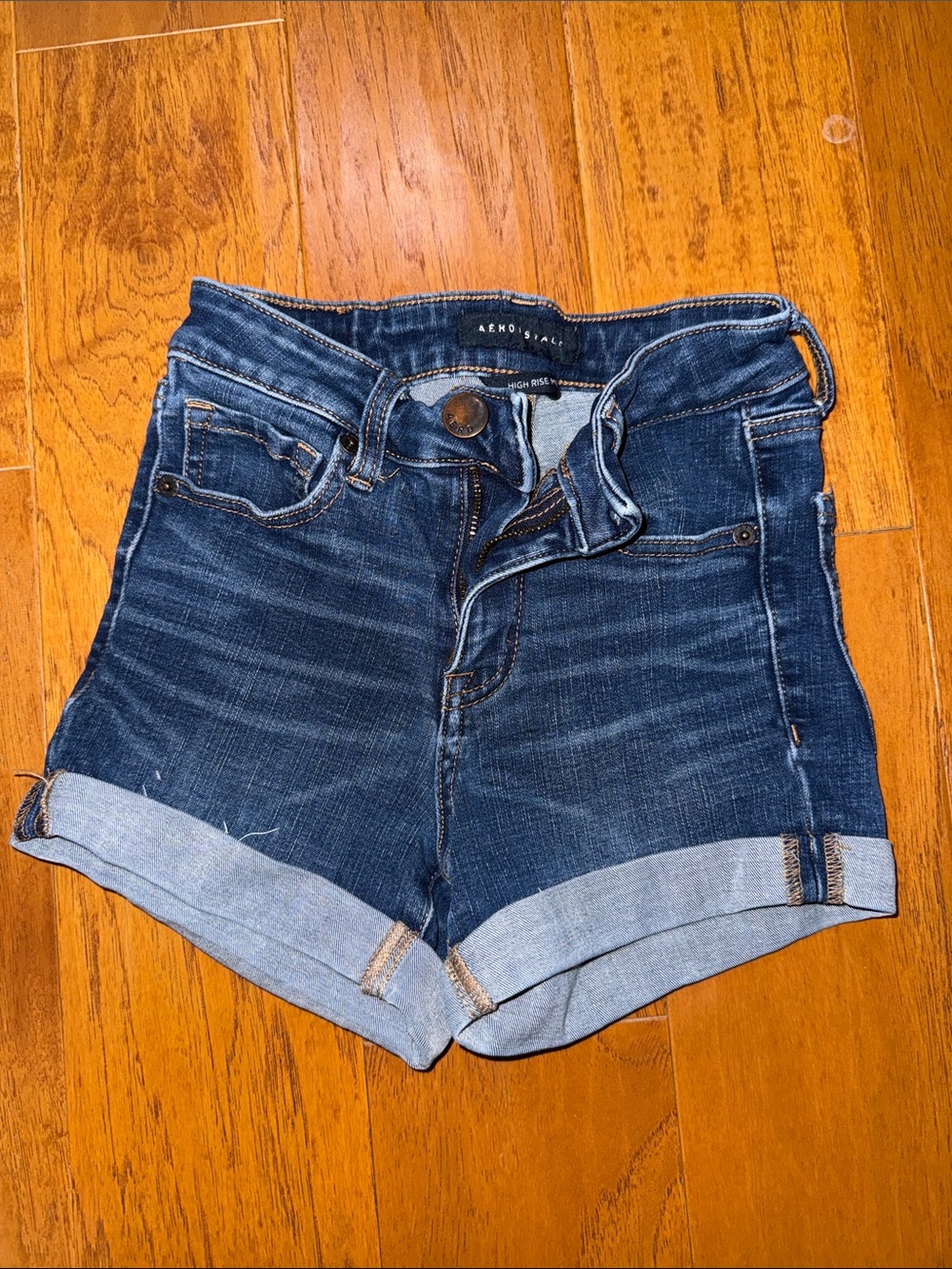 Aeropostale Dark Blue Cuffed Denim Shorts